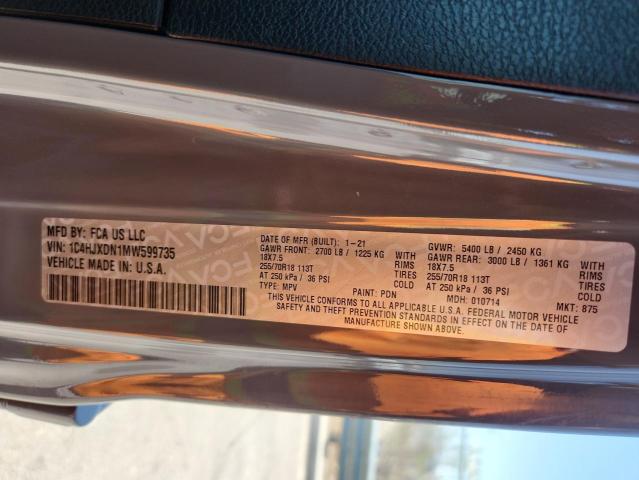 2021 JEEP WRANGLER U 1C4HJXDN1MW599735