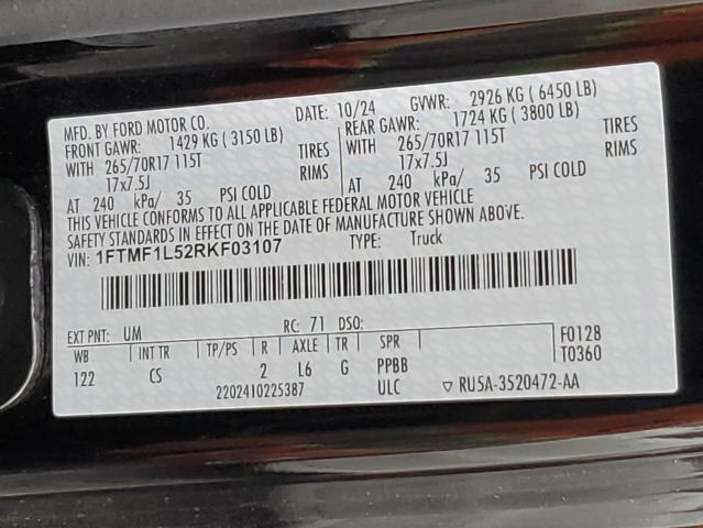 2024 FORD F150 XL - 1FTMF1L52RKF03107