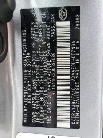 2018 TOYOTA CAMRY L - 4T1B11HK5JU597086