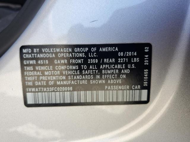 2015 VOLKSWAGEN PASSAT S - 1VWAT7A33FC020096
