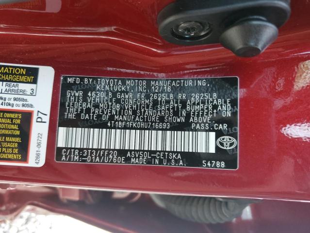 2017 TOYOTA CAMRY LE - 4T1BF1FK0HU716693
