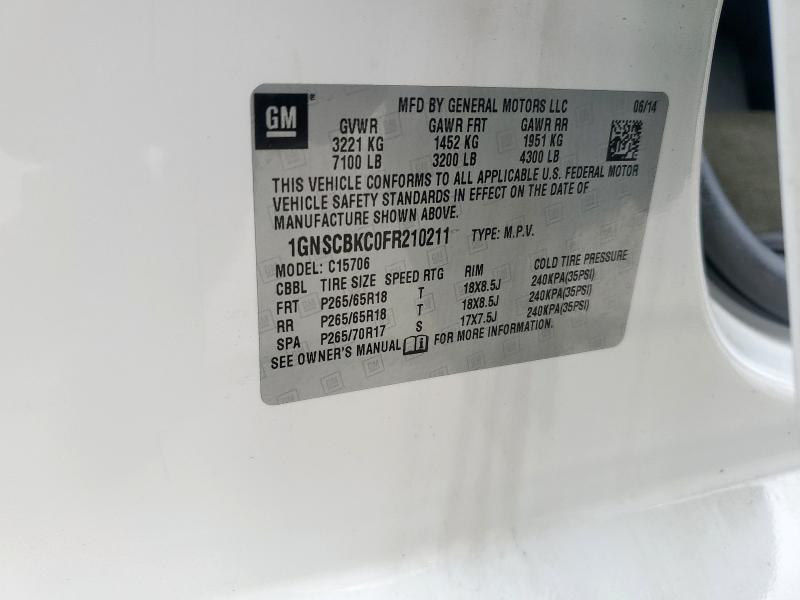 2015 CHEVROLET TAHOE C150 - 1GNSCBKC0FR210211