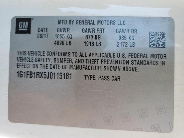 2018 CHEVROLET CAMARO LT 1G1FB1RX5J0115181