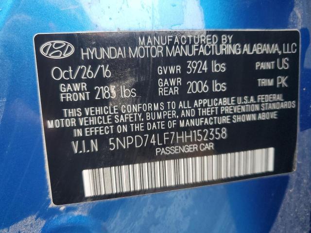 2017 HYUNDAI ELANTRA SE 5NPD74LF7HH152358