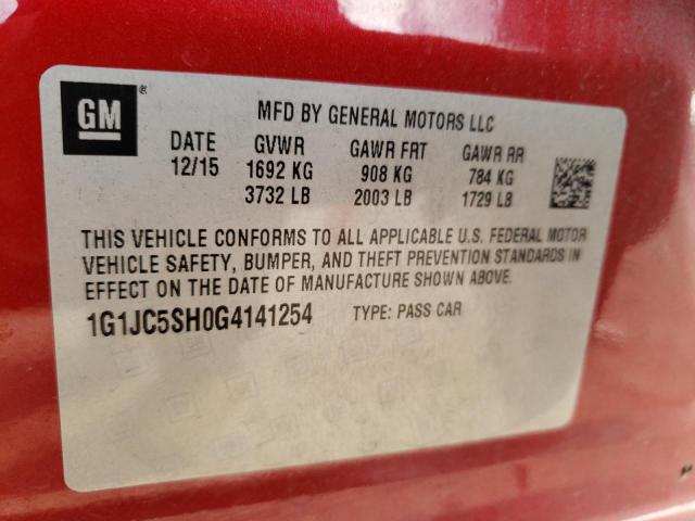 2016 CHEVROLET SONIC LT - 1G1JC5SH0G4141254