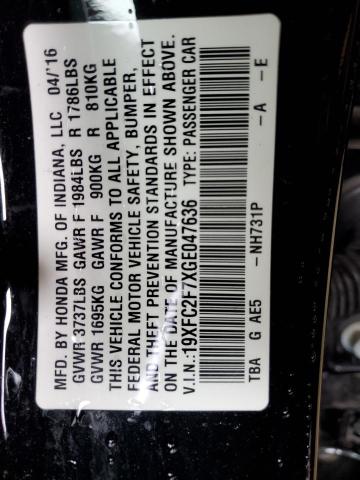2016 HONDA CIVIC EX - 19XFC2F7XGE047636