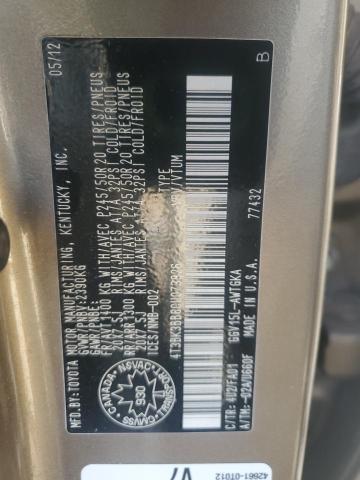 2012 TOYOTA VENZA LE - 4T3BK3BB6CU073926