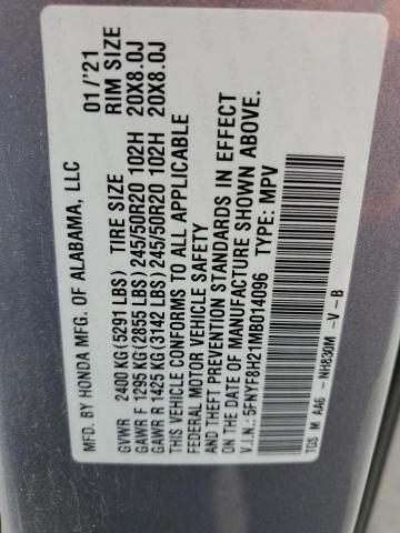 2021 HONDA PASSPORT S 5FNYF8H21MB014096