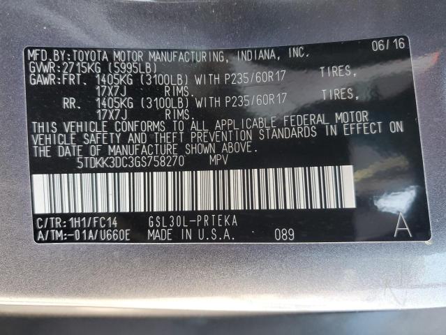 2016 TOYOTA SIENNA LE 5TDKK3DC3GS758270