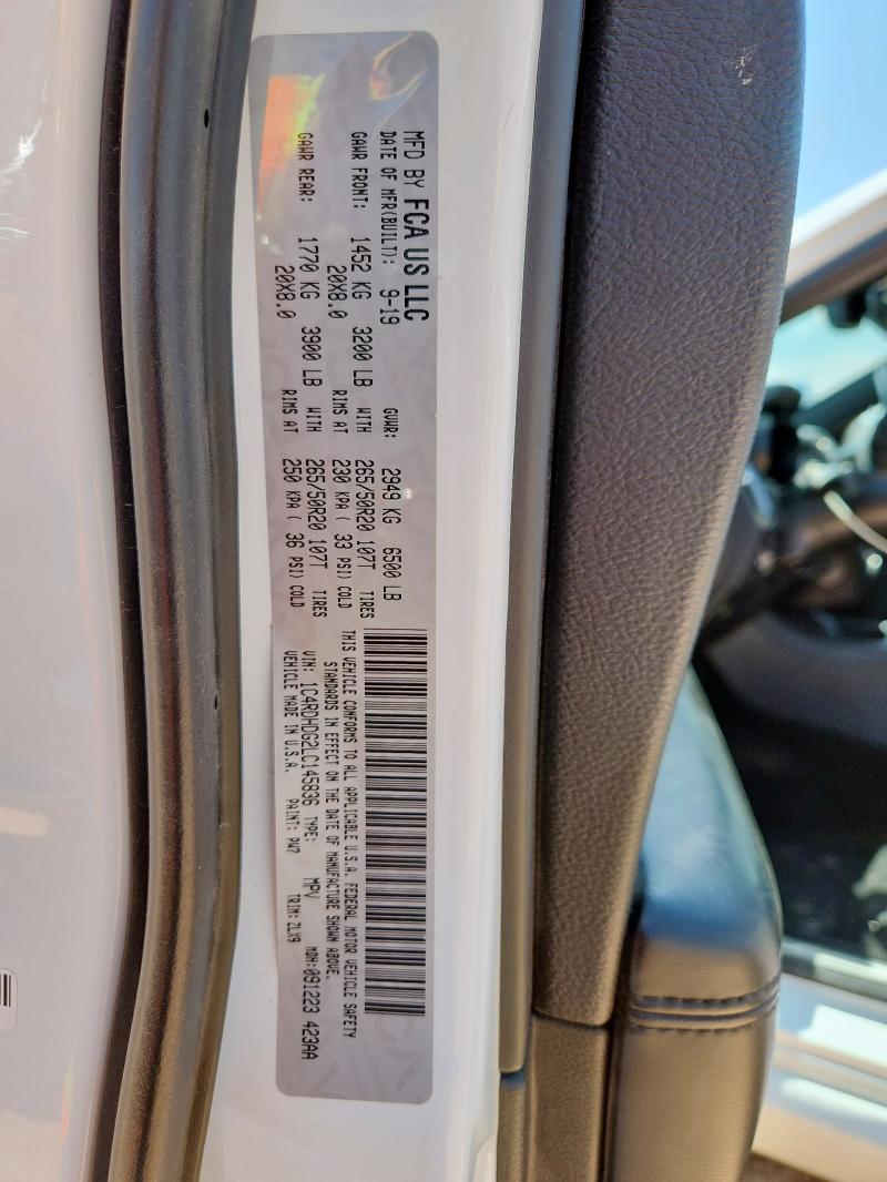 2020 DODGE DURANGO GT 1C4RDHDG2LC145836