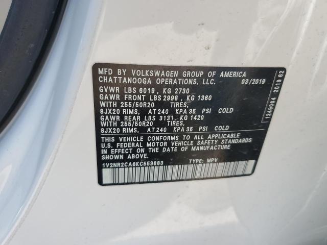 2019 VOLKSWAGEN ATLAS SEL 1V2NR2CA6KC553683