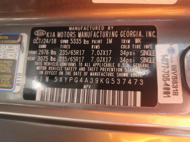 2019 KIA SORENTO L - 5XYPG4A39KG537473