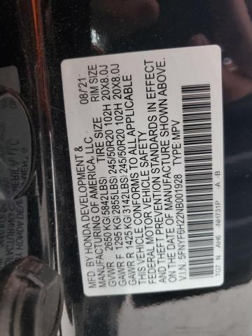 2022 HONDA PILOT SE 5FNYF6H22NB001928