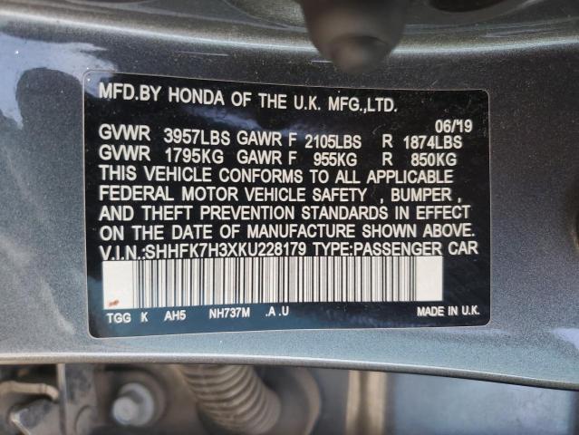 2019 HONDA CIVIC LX SHHFK7H3XKU228179