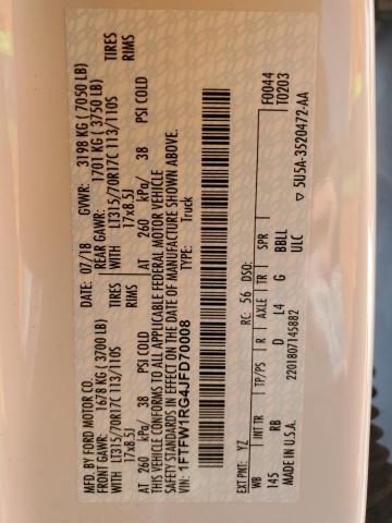 2018 FORD F150 RAPTO 1FTFW1RG4JFD70008