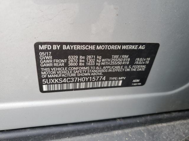 2017 BMW X5 XDRIVE3 5UXKS4C37H0Y15774