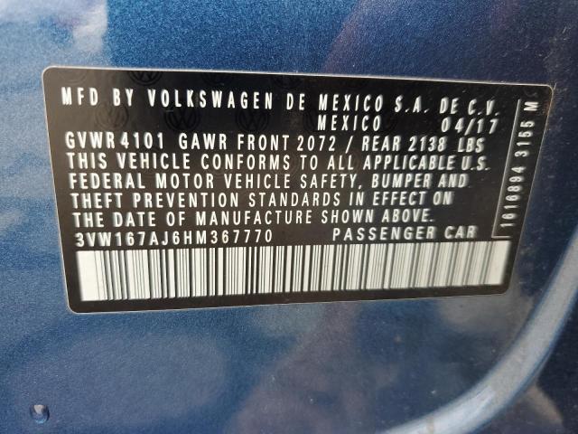 2017 VOLKSWAGEN JETTA S - 3VW167AJ6HM367770