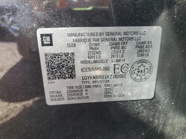 2019 CADILLAC XT5 1GYKNBRS1KZ180883