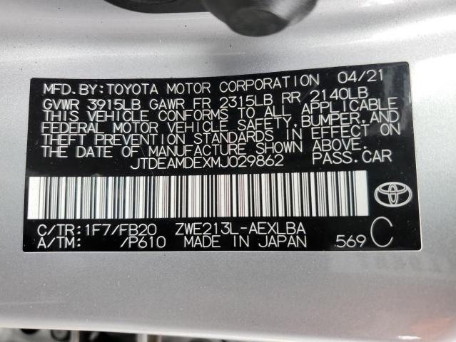 2021 TOYOTA COROLLA LE - JTDEAMDEXMJ029862
