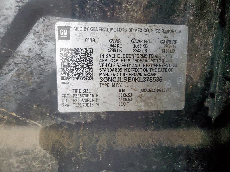 2019 CHEVROLET TRAX 1LT - 3GNCJLSB0KL378536