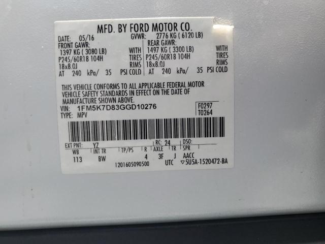 2016 FORD EXPLORER X - 1FM5K7D83GGD10276