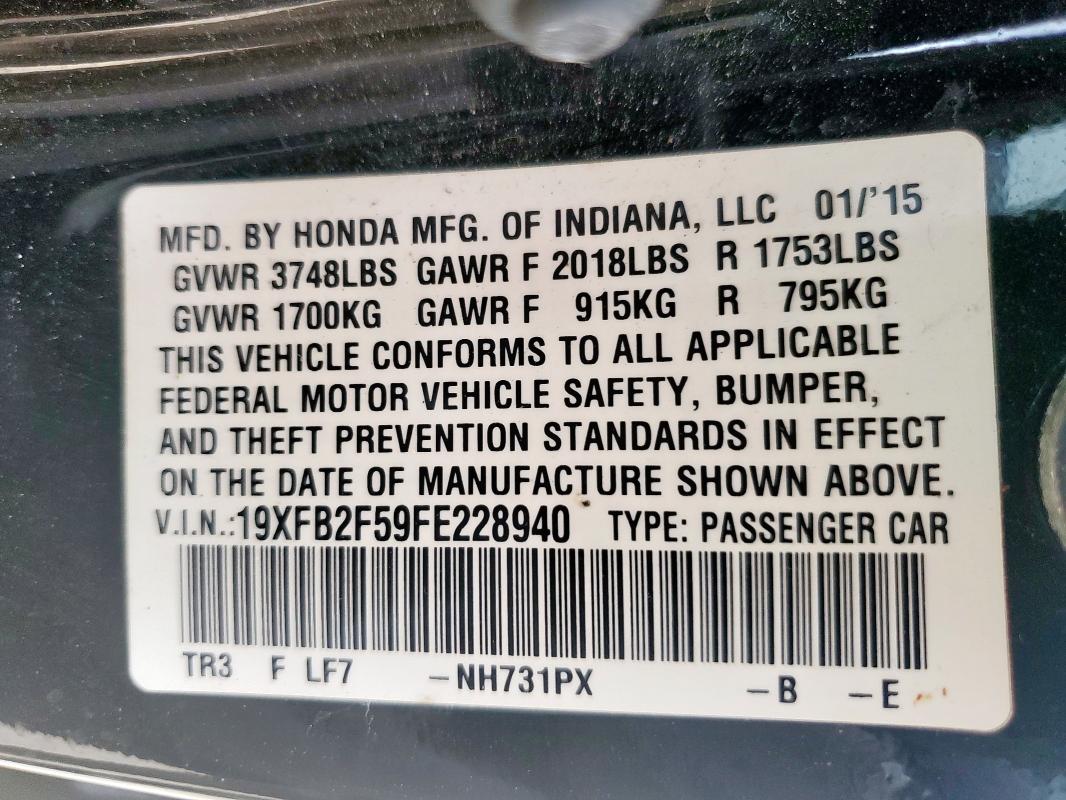 2015 HONDA CIVIC LX - 19XFB2F59FE228940