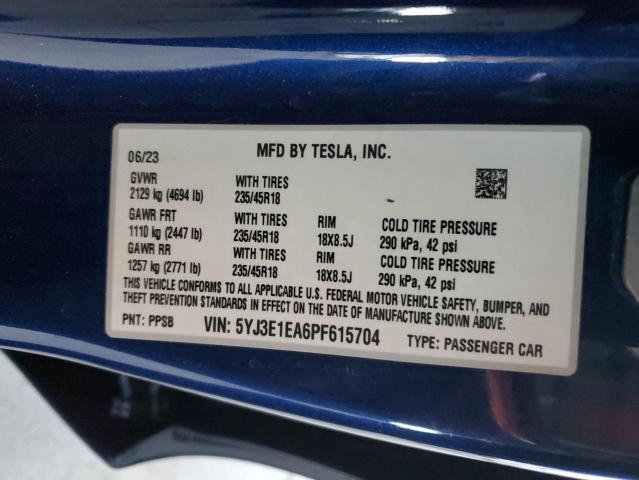 2023 TESLA MODEL 3 - 5YJ3E1EA6PF615704