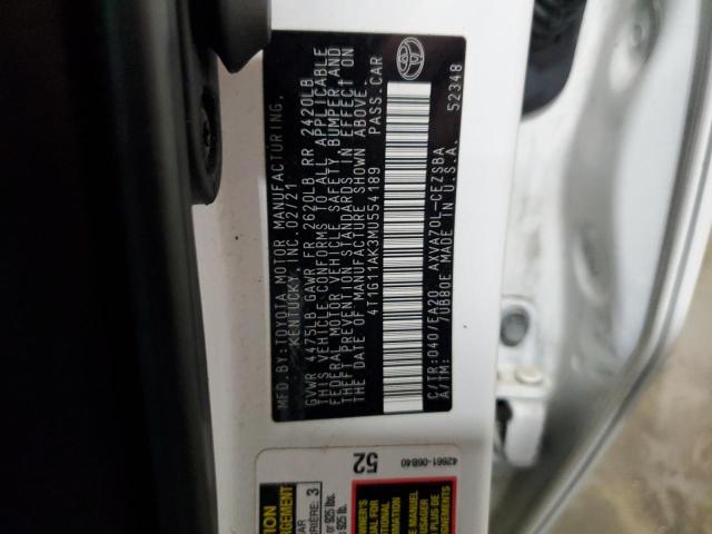 2021 TOYOTA CAMRY SE - 4T1G11AK3MU554189