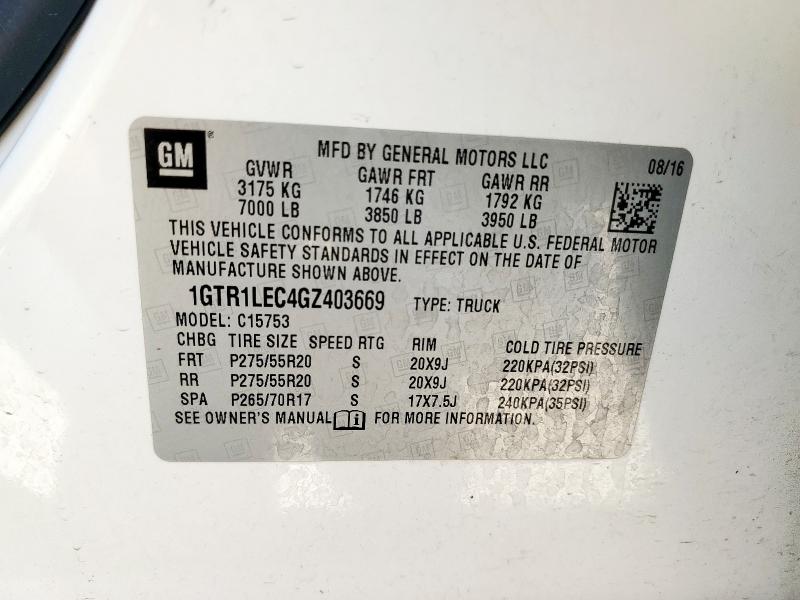 2016 GMC SIERRA C15 - 1GTR1LEC4GZ403669