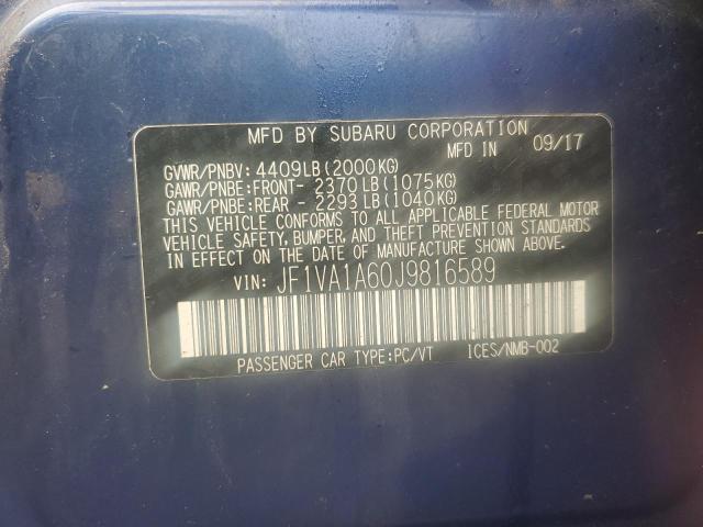 2018 SUBARU WRX JF1VA1A60J9816589