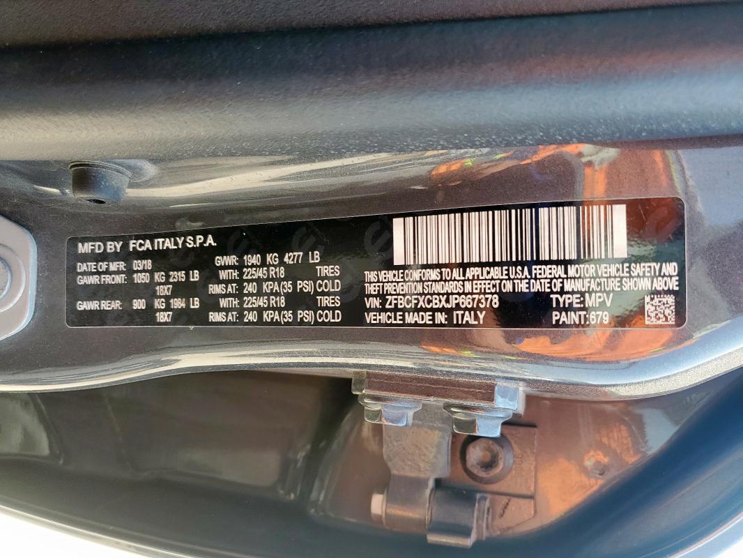 2018 FIAT 500X TREKK ZFBCFXCBXJP667378