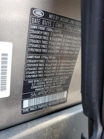 2015 LAND ROVER RANGE ROVE - SALWR2VF2FA519040