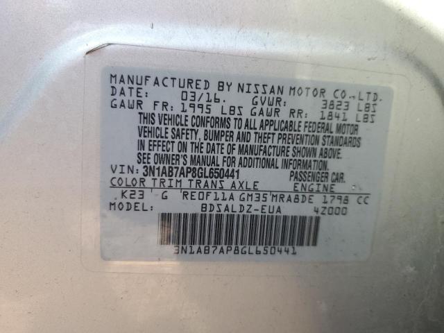 2016 NISSAN SENTRA S 3N1AB7AP8GL650441