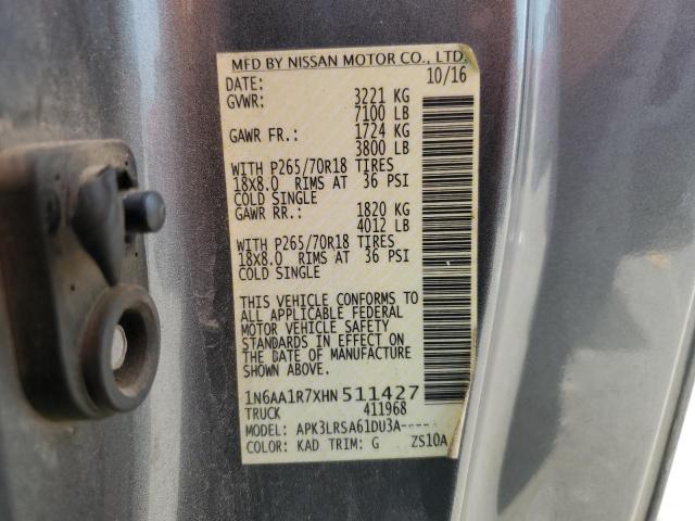 2017 NISSAN TITAN S 1N6AA1R7XHN511427