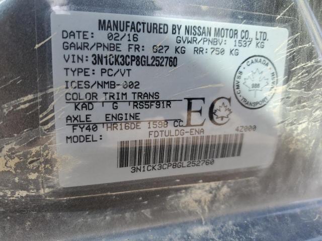 2016 NISSAN MICRA 3N1CK3CP8GL252760