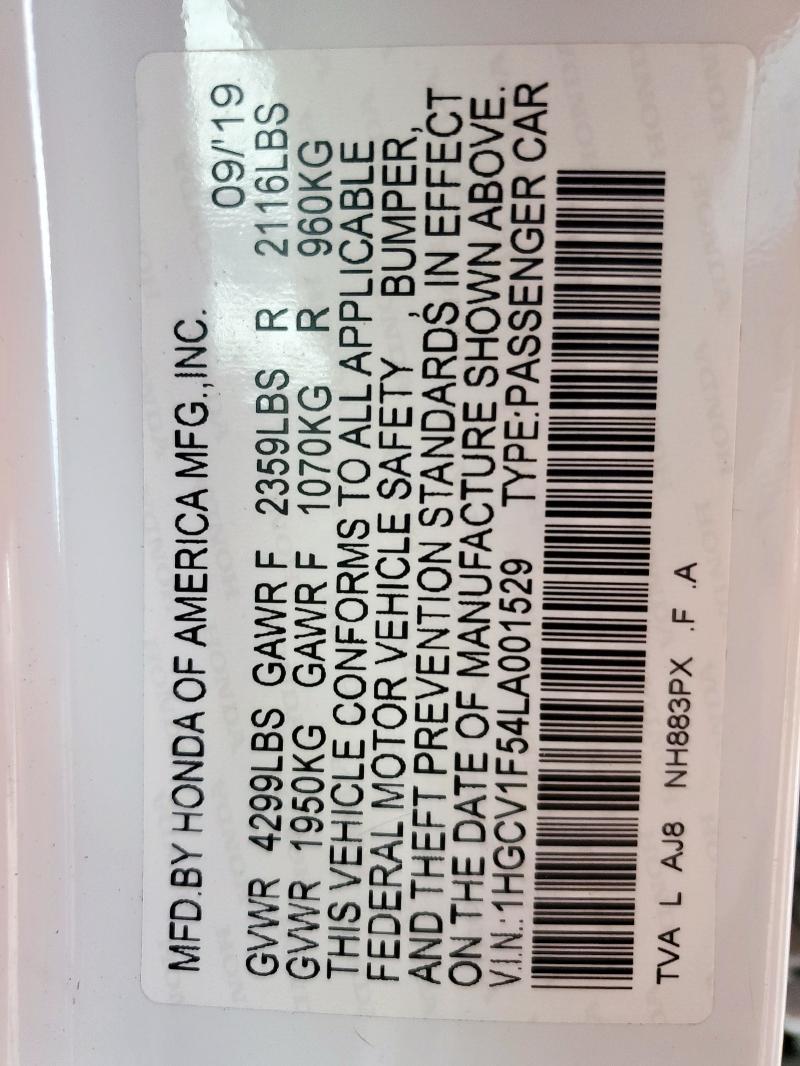 2020 HONDA ACCORD EXL - 1HGCV1F54LA001529
