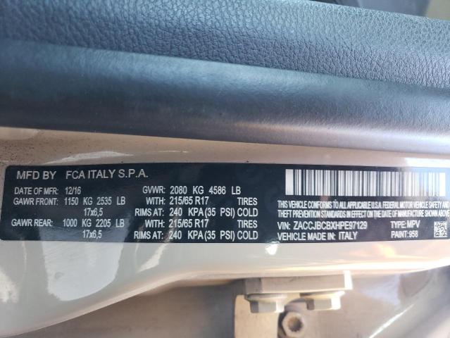 2017 JEEP RENEGADE T ZACCJBCBXHPE97129