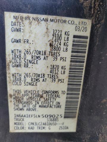 2020 NISSAN TITAN SV 1N6AA1EF5LN509025