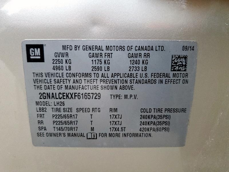2015 CHEVROLET EQUINOX LT - 2GNALCEKXF6165729