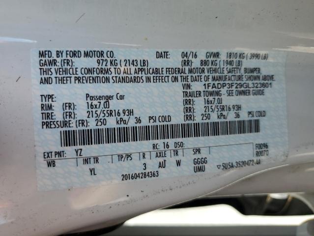 2016 FORD FOCUS SE 1FADP3F29GL323601