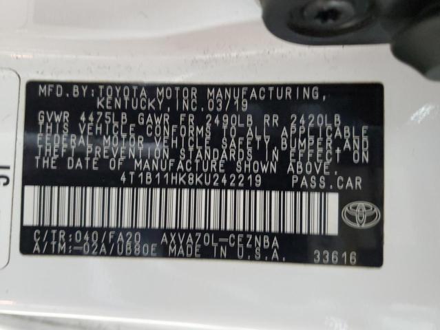2019 TOYOTA CAMRY L - 4T1B11HK8KU242219