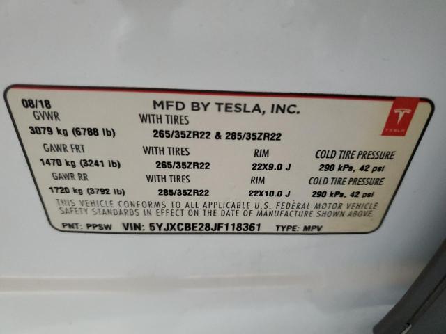 2018 TESLA MODEL X 5YJXCBE28JF118361