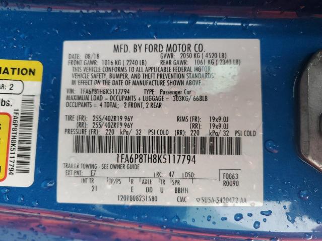 2019 FORD MUSTANG - 1FA6P8TH8K5117794