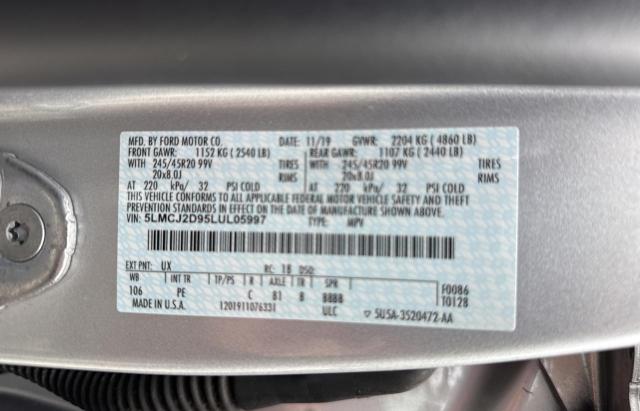 2020 LINCOLN CORSAIR RE 5LMCJ2D95LUL05997