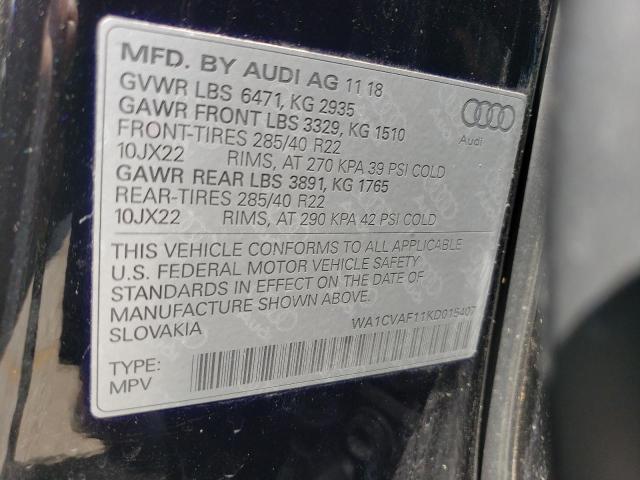 2019 AUDI Q8 PRESTIG WA1CVAF11KD015407