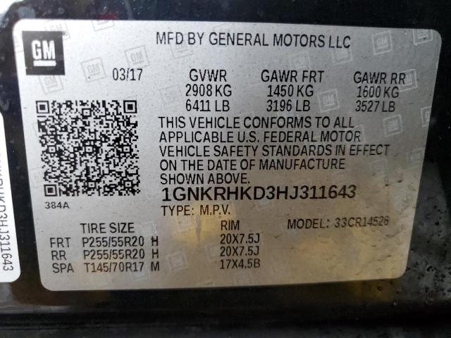 2017 CHEVROLET TRAVERSE L - 1GNKRHKD3HJ311643