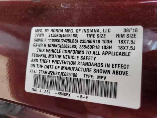 2018 HONDA CR-V EXL - 7FARW2H8XJE085108
