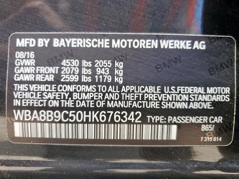 2017 BMW 330 I WBA8B9C50HK676342
