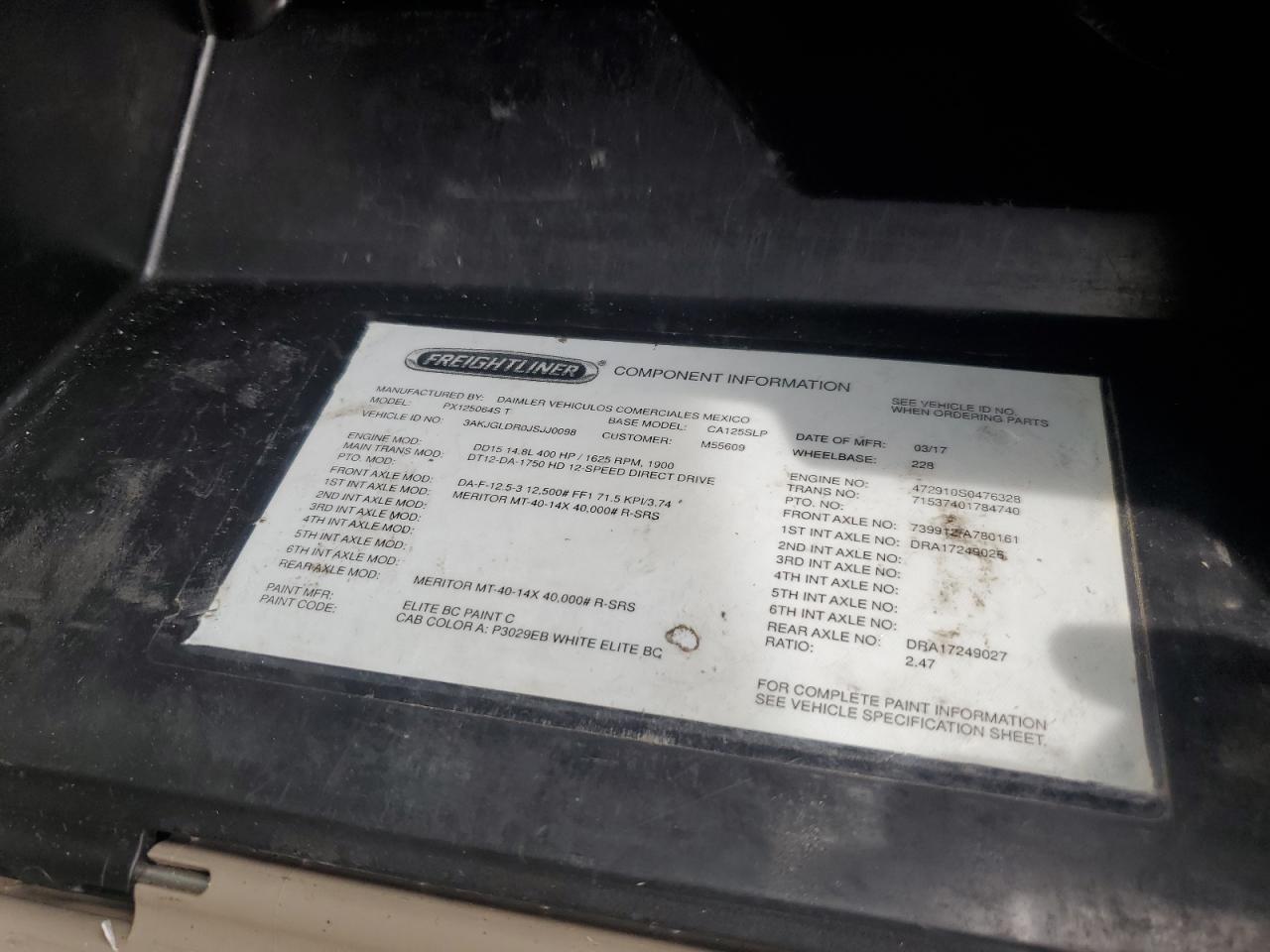 Lot #3271600358 2018 FREIGHTLINER CASCADIA 1