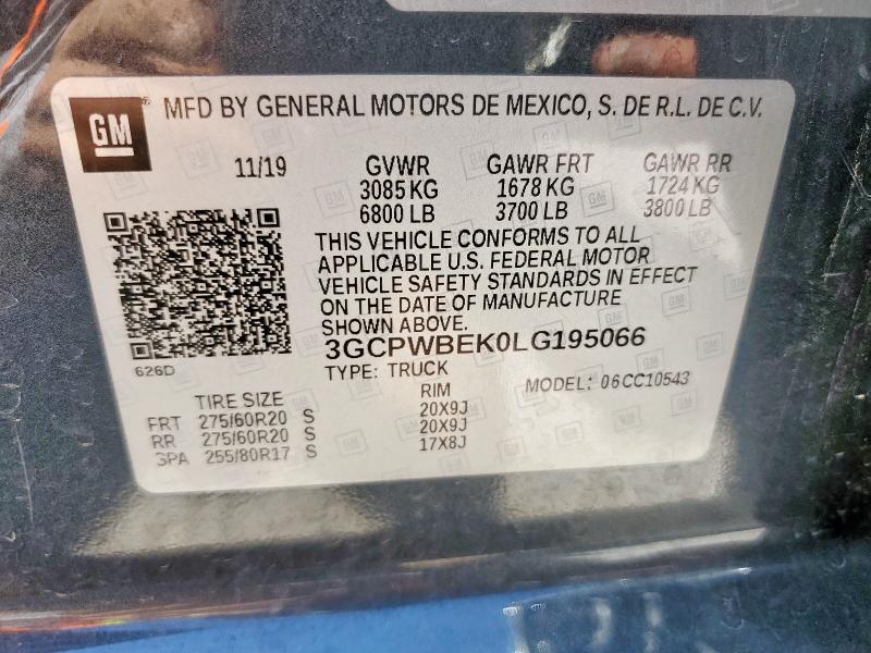 2020 CHEVROLET SILVERADO - 3GCPWBEK0LG195066